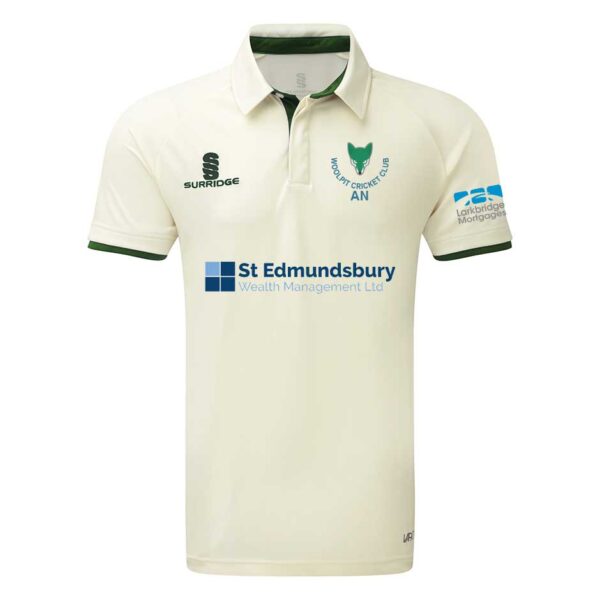 Woolpit Cricket Club Ergo Match Shirt Short Sleeve Green - St Edmundsbury Wealth Management