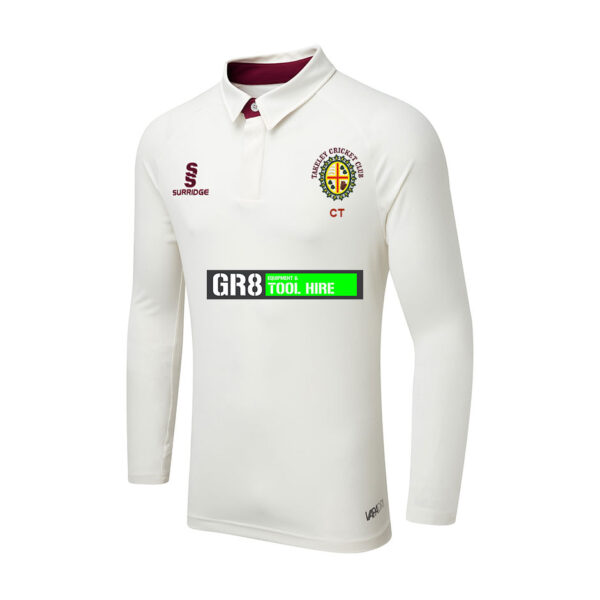 Takeley CC Ergo Long Sleeve Match Shirt Maroon Trim